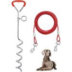 Dog Tie Out Cable With Spiral Ground Stake Spike